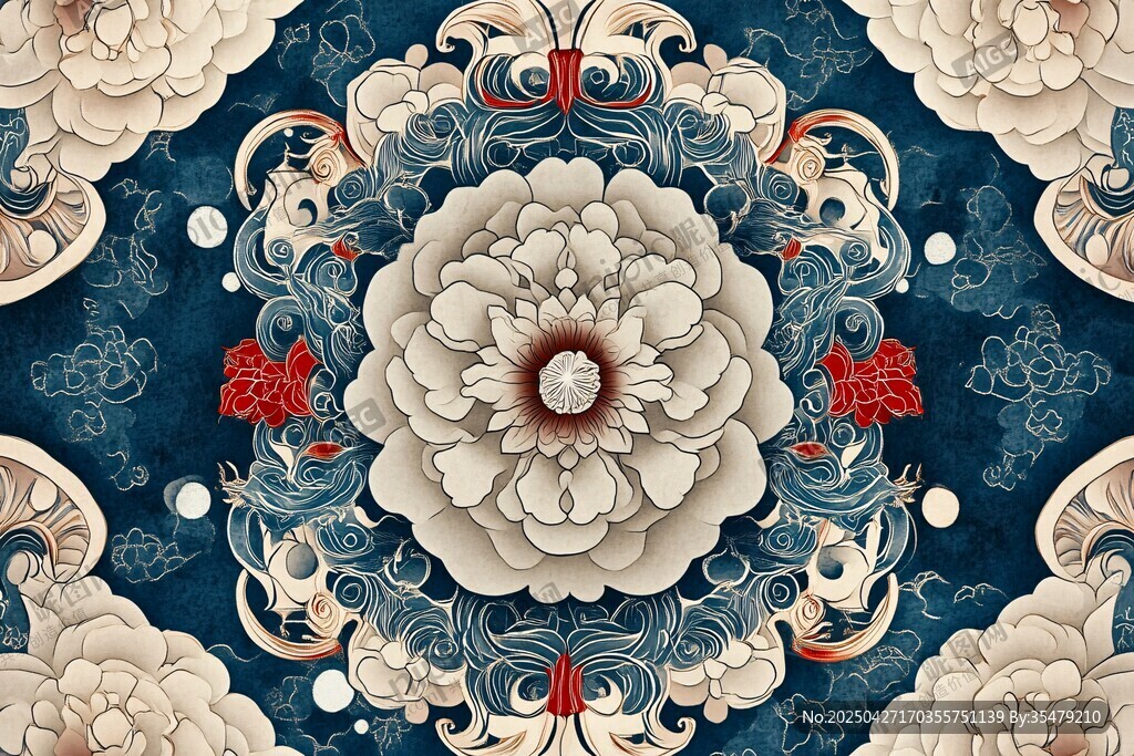 中式古典花卉纹样图案