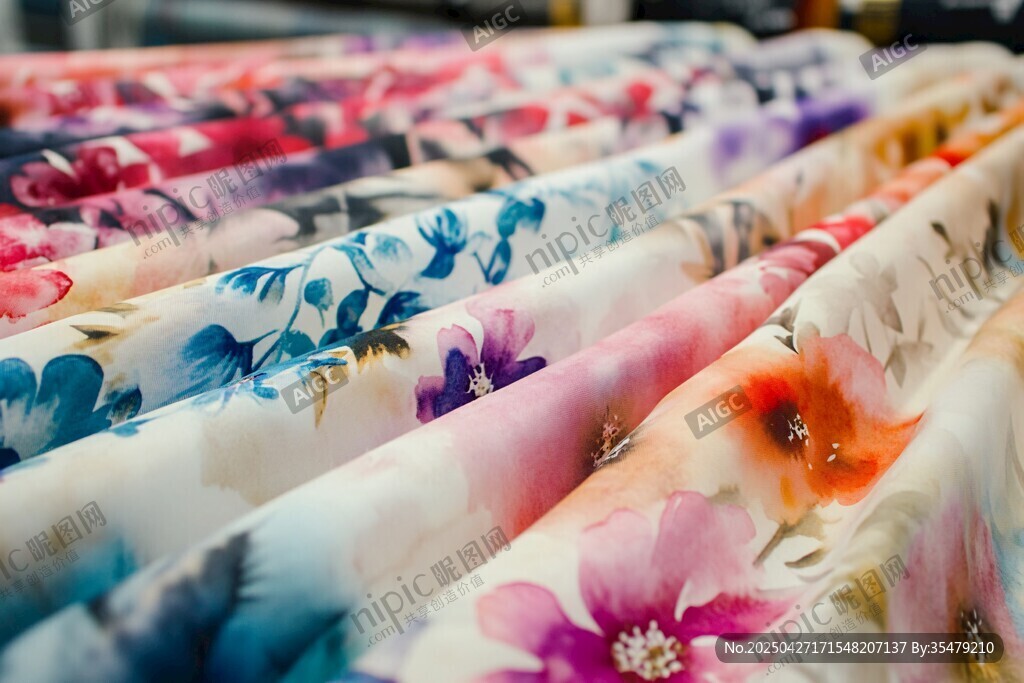 多彩花卉印花布料展示