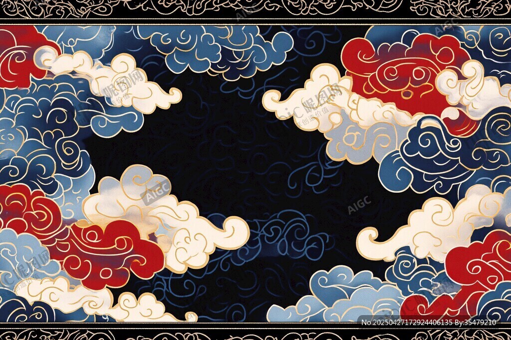 中式传统云纹图案背景