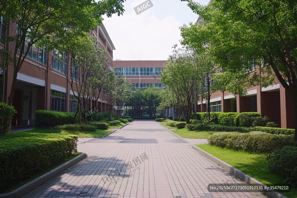 校园林荫道的清新景致