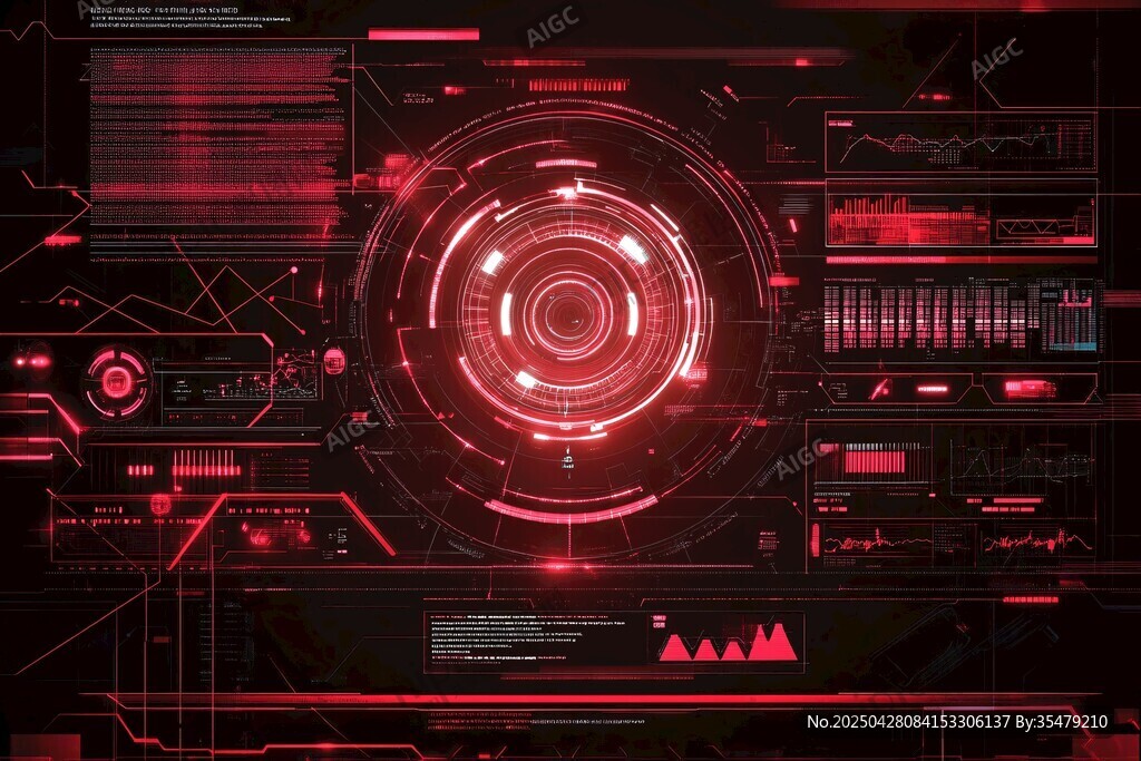 科技感十足的红色虚拟界面