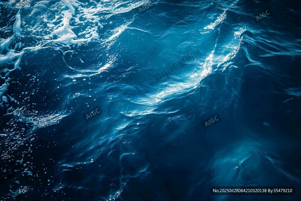蓝色海洋波浪动感画面