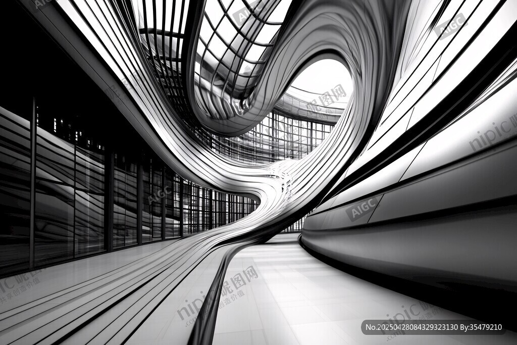 未来感扭曲建筑空间景象