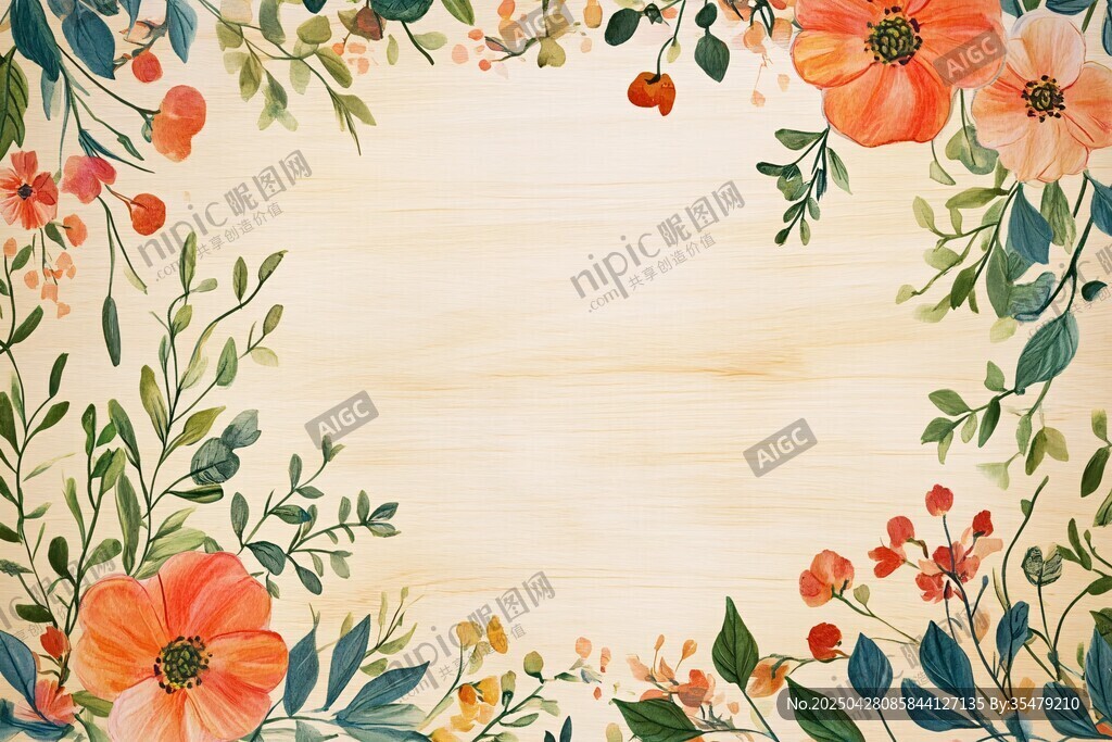 水彩花卉边框背景图