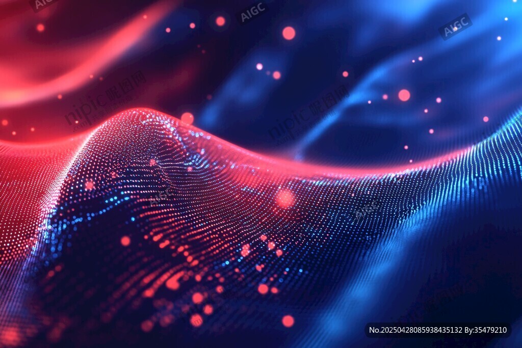 梦幻红蓝科技波动背景图