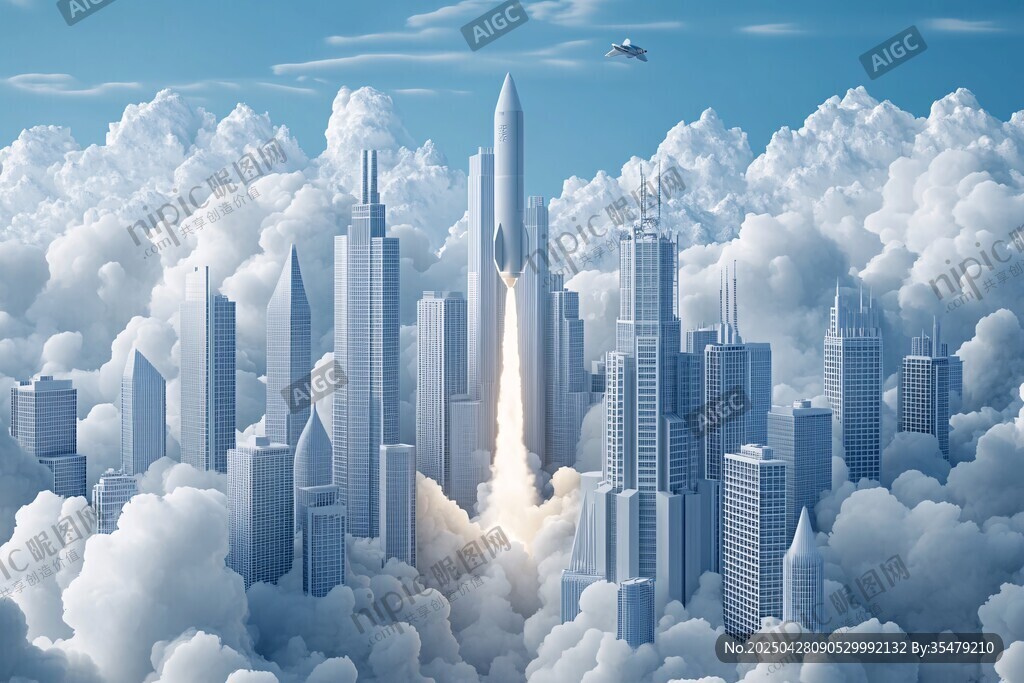云端都市火箭升空奇景