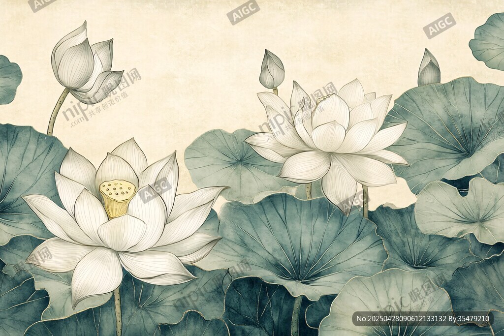水墨荷花图 清雅自然之景