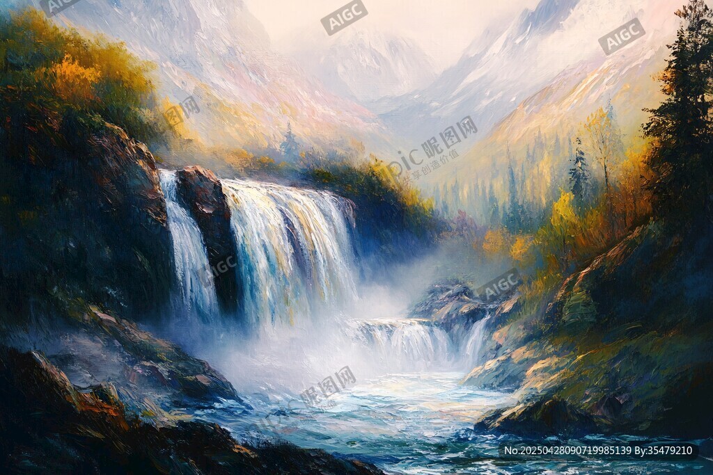 梦幻山间瀑布美景