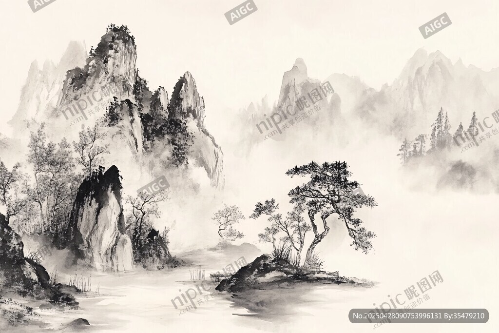 水墨山水间的静谧景致