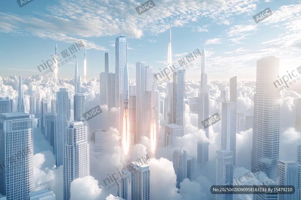 云端上的未来都市景观