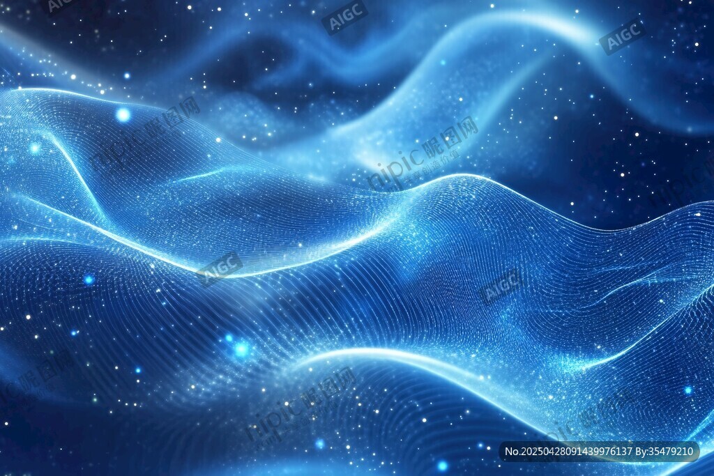 梦幻蓝色科技流动光波背景