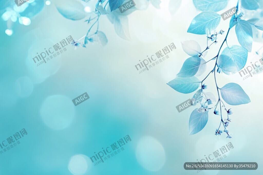 梦幻蓝叶背景图