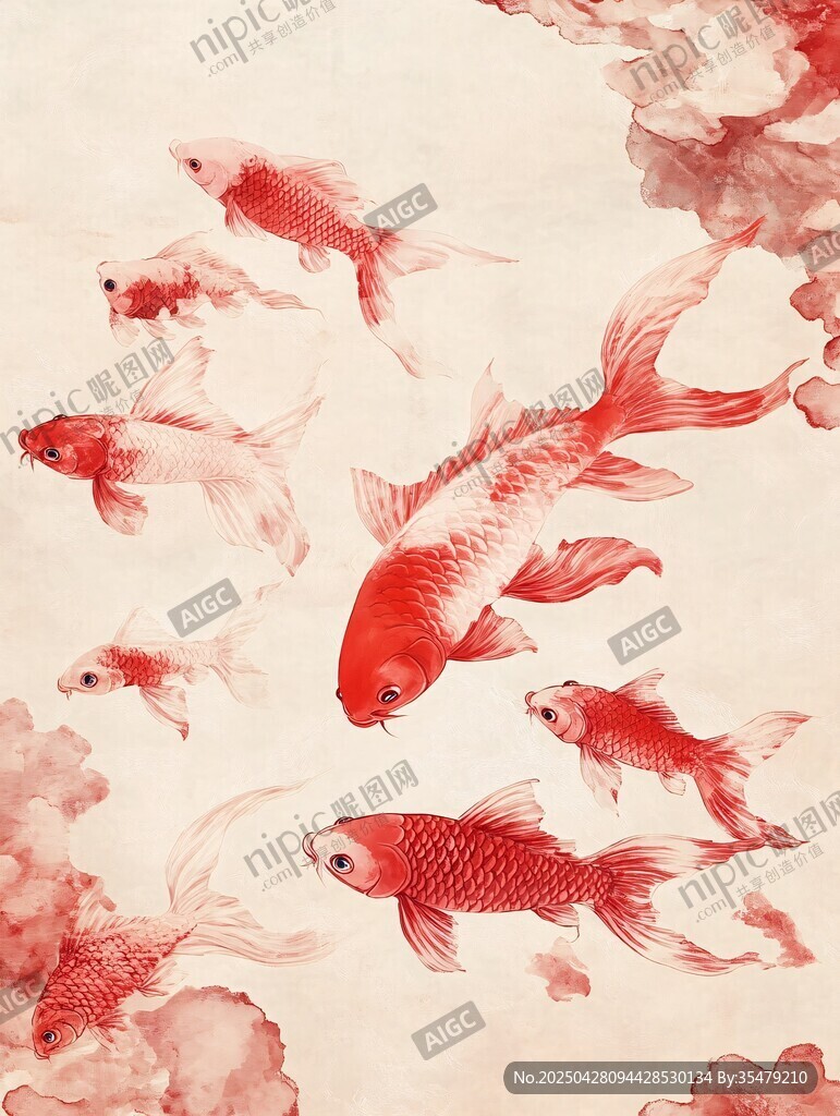 水墨金鱼图 灵动水中游