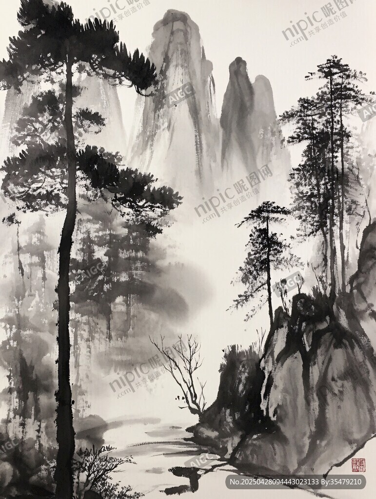 水墨山水间的静谧景致
