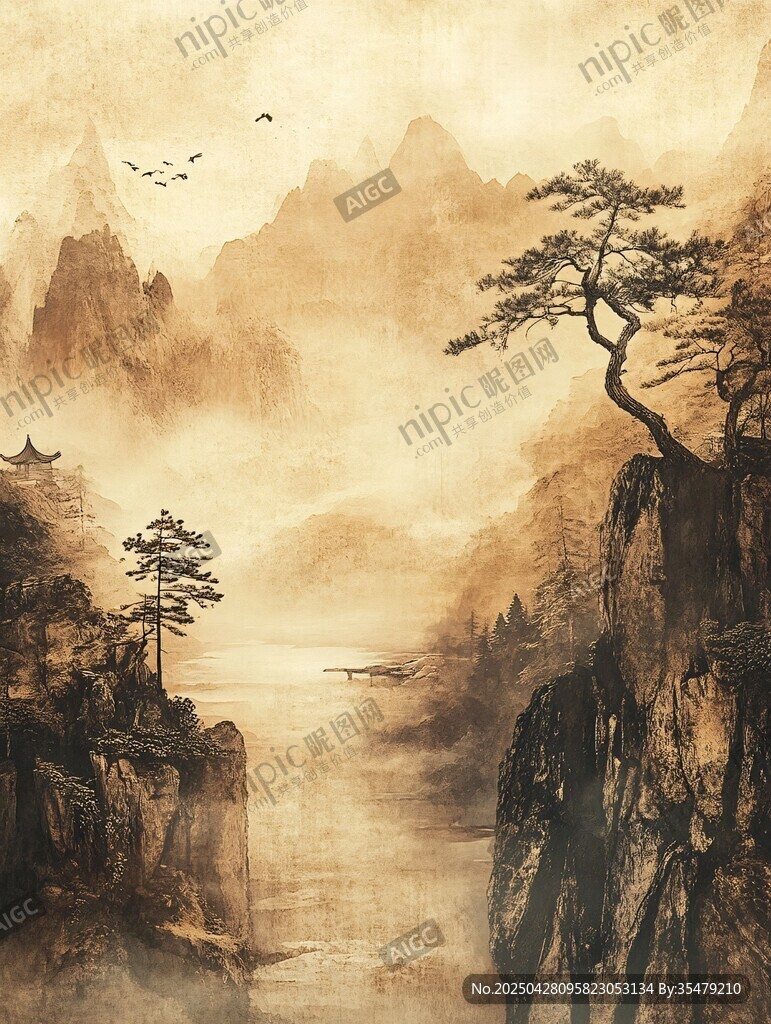 水墨山水间的静谧景致