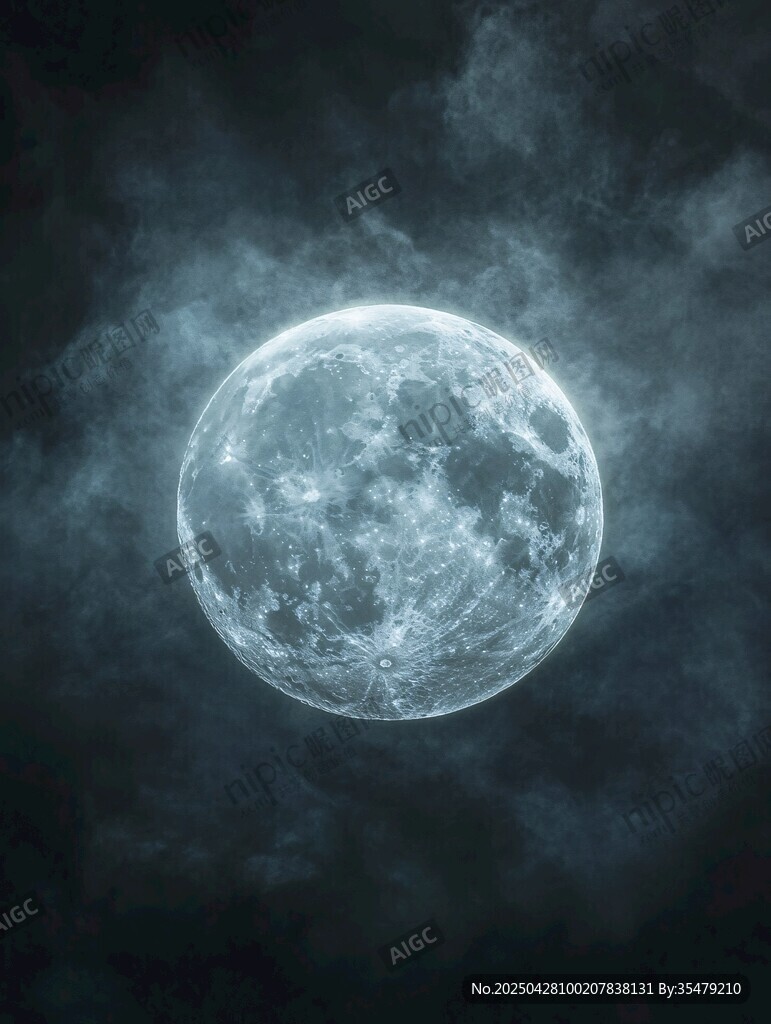 夜空中的皎洁满月
