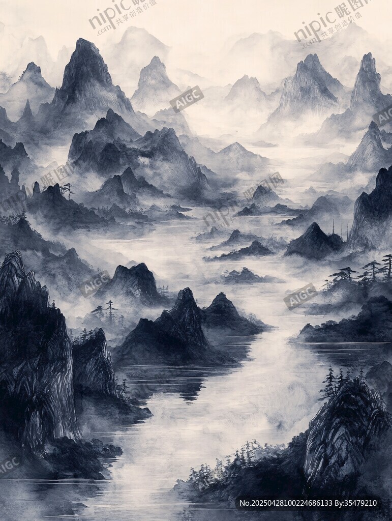 水墨山水意境图