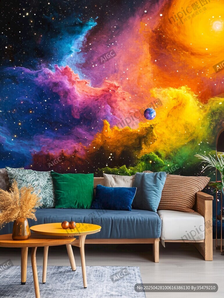 梦幻星空客厅背景墙装饰