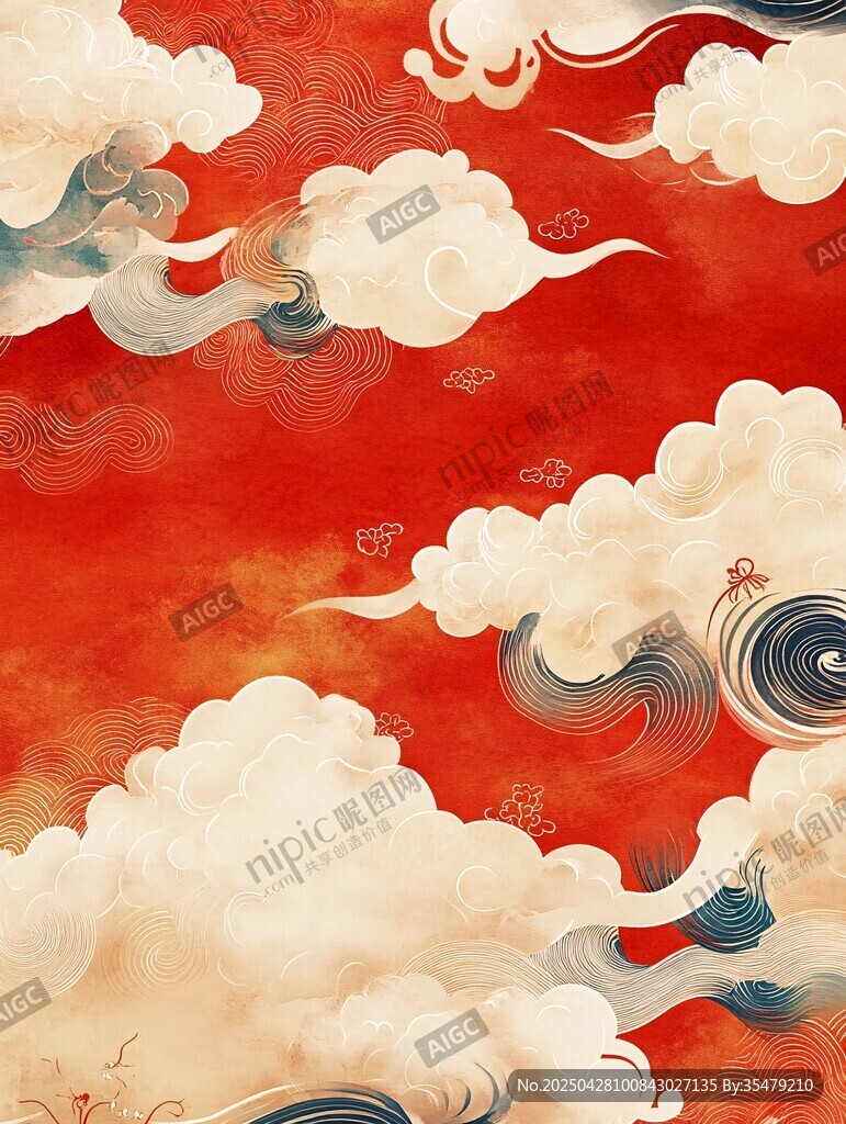 中式红云瑞霭古风图案