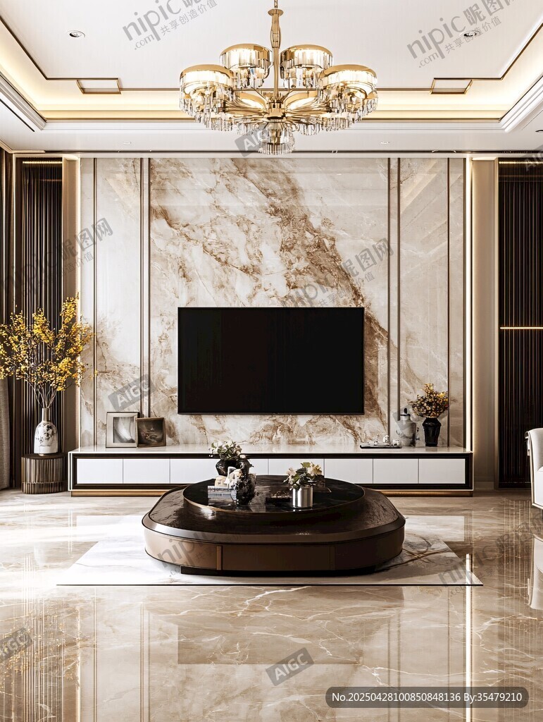 奢华现代风客厅电视背景墙