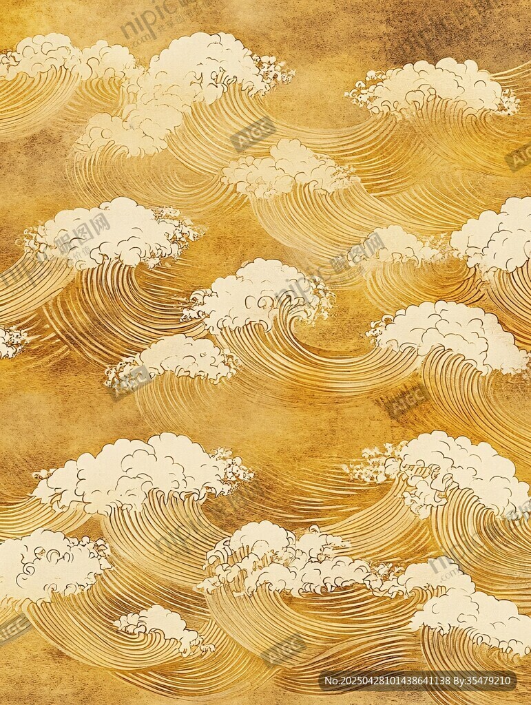 中式古典海浪纹装饰图案