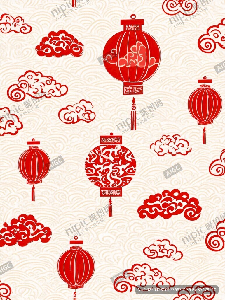 中式灯笼祥云传统图案