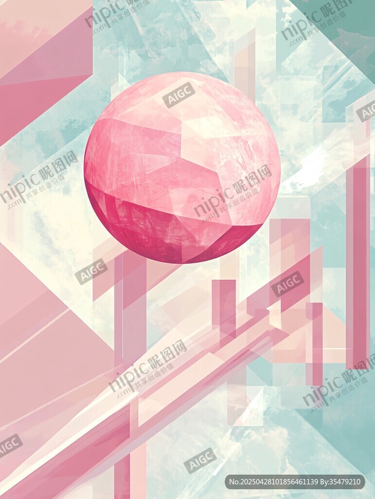 梦幻几何粉球抽象背景图