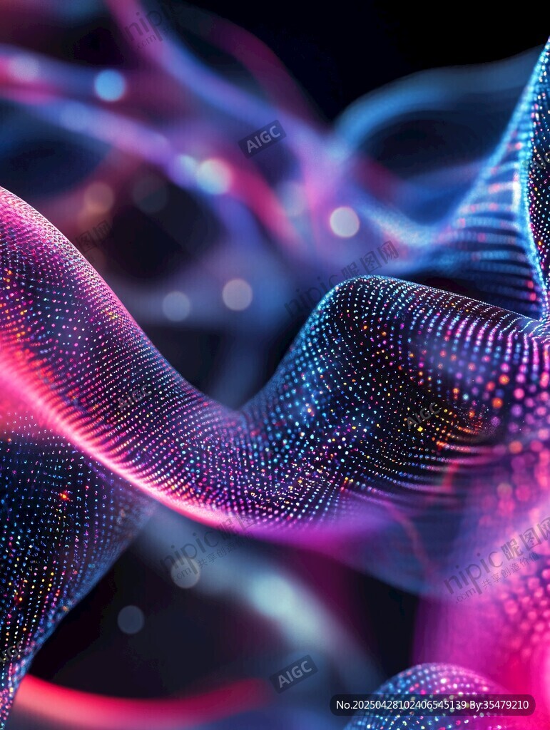 梦幻炫彩的流动粒子线条