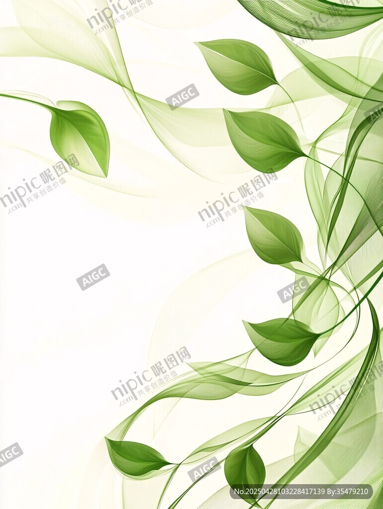 清新绿叶飘逸背景图