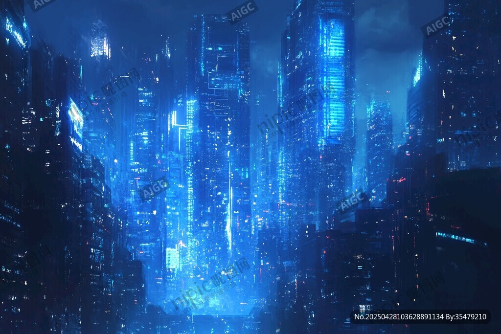 梦幻赛博朋克风未来都市