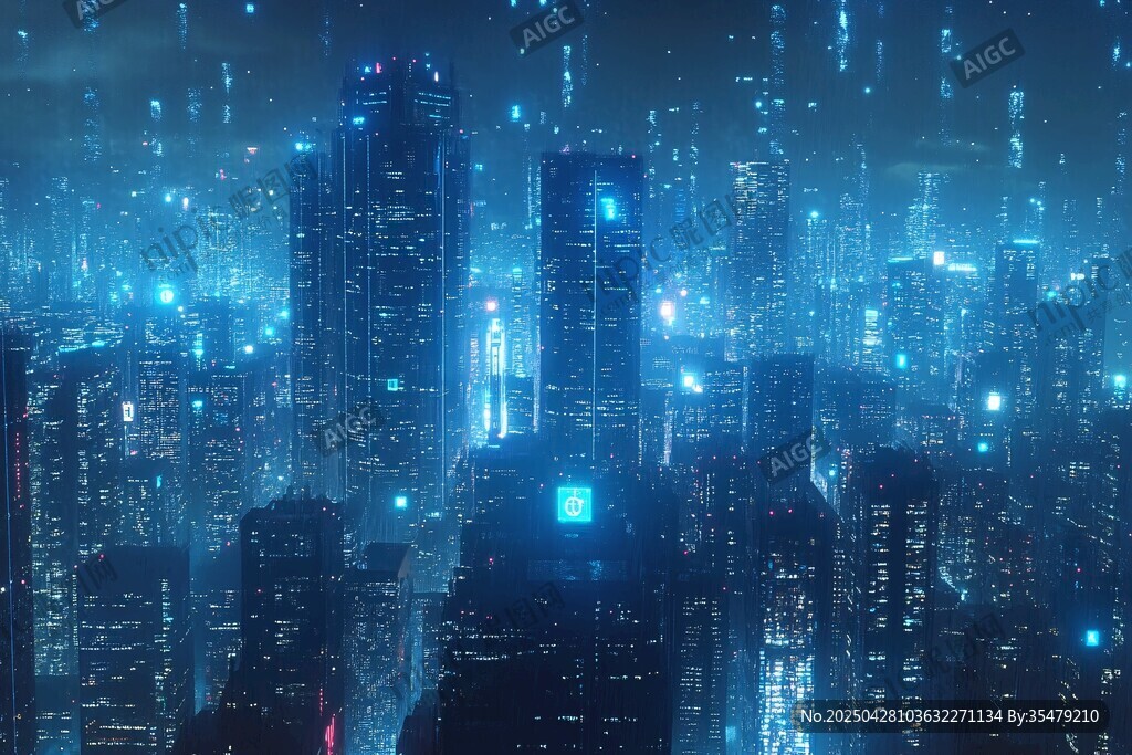 未来科技感的璀璨数字都市