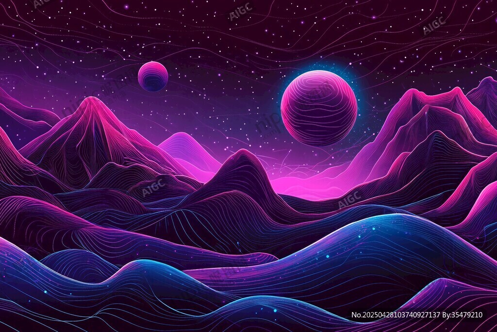 梦幻紫色星际山川景观