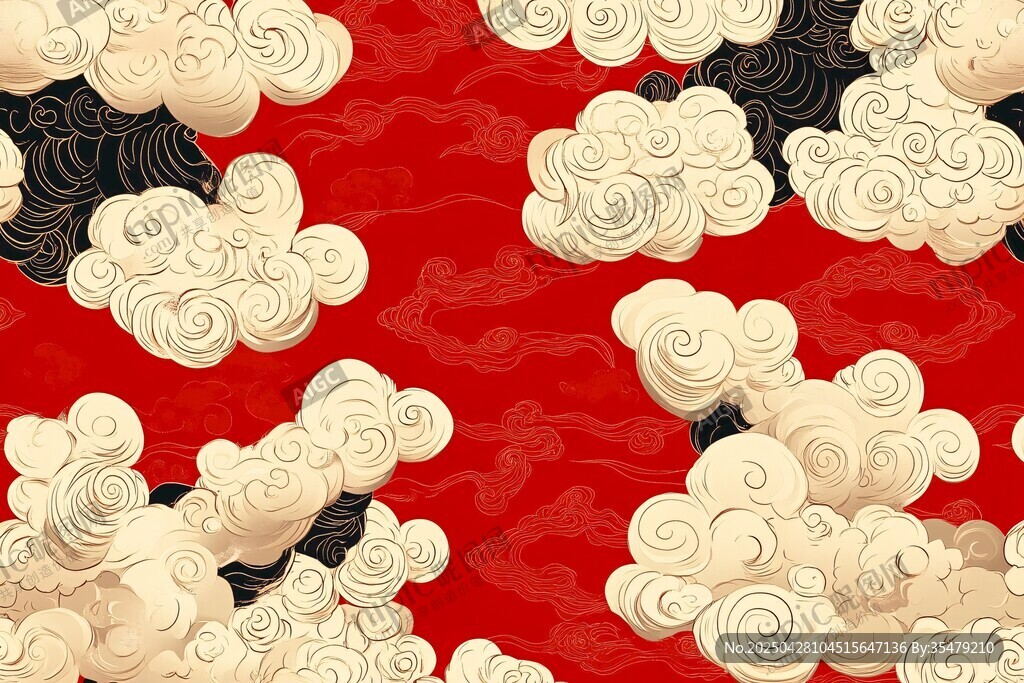 中式红云纹吉祥图案