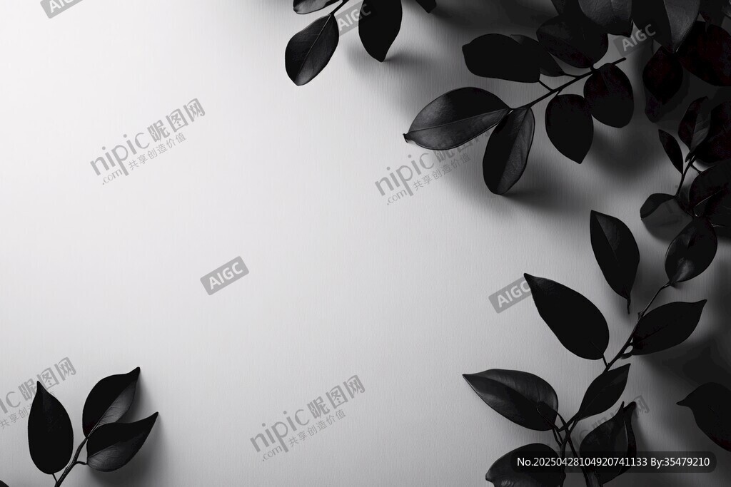 黑白叶影 简约装饰背景