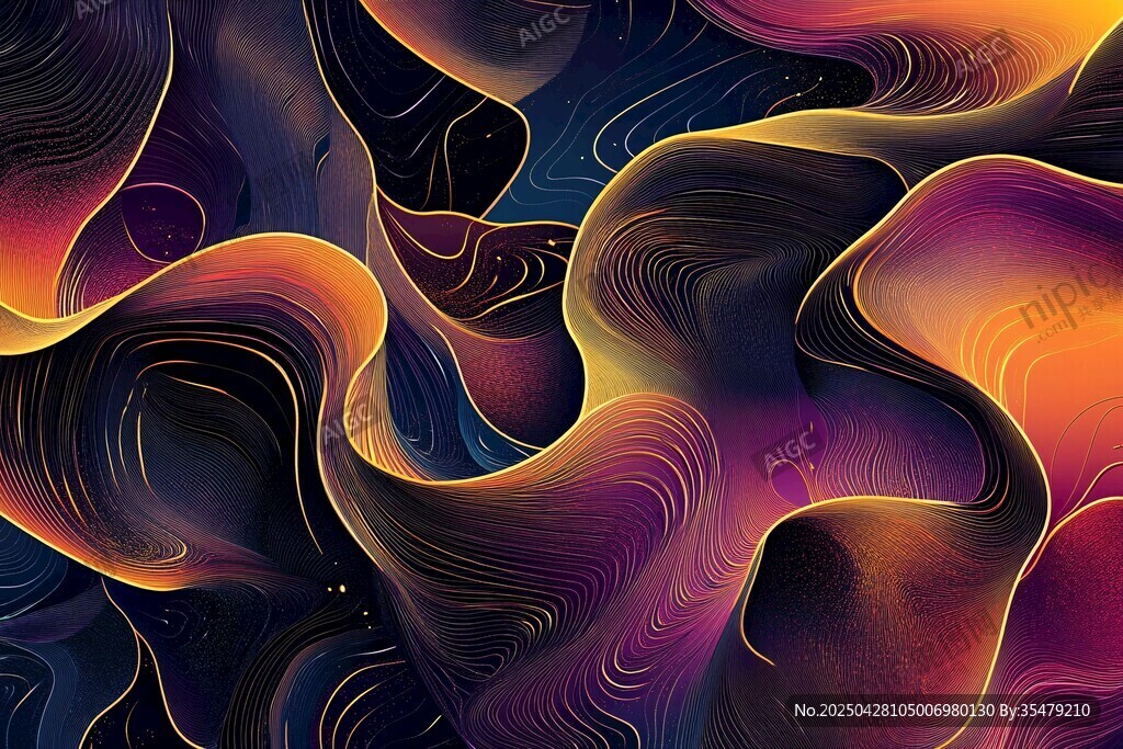 梦幻炫彩流动波纹图案