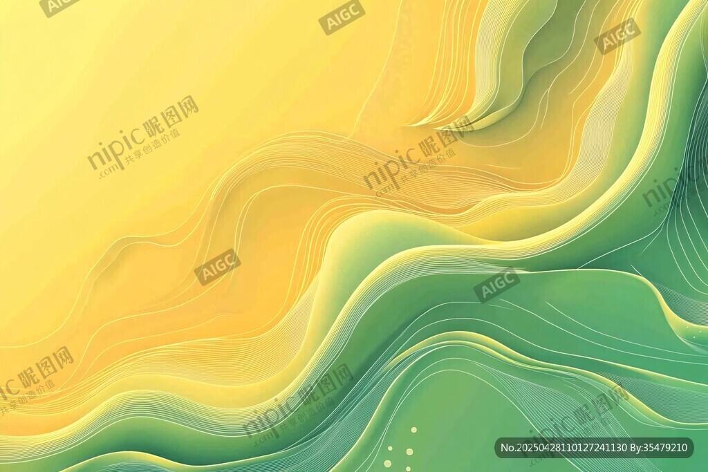 渐变黄绿波浪抽象背景图