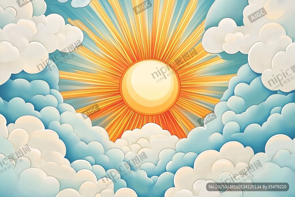 阳光穿透云层的梦幻景象