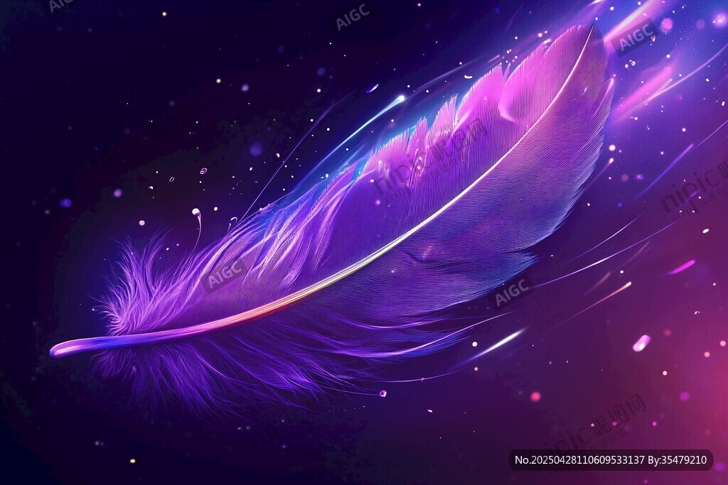 梦幻紫色飘羽星空背景图
