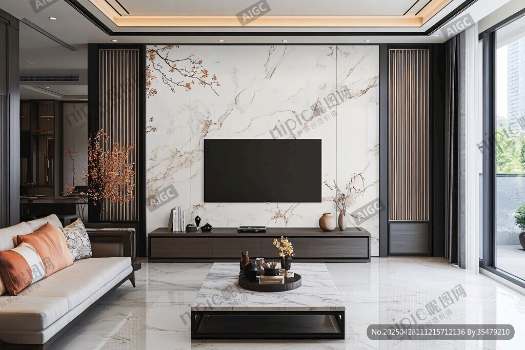 现代简约风客厅电视背景墙