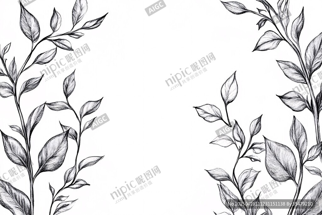手绘枝叶装饰图案