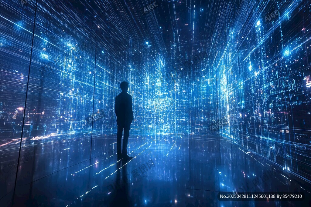 人立于数字科技空间之中
