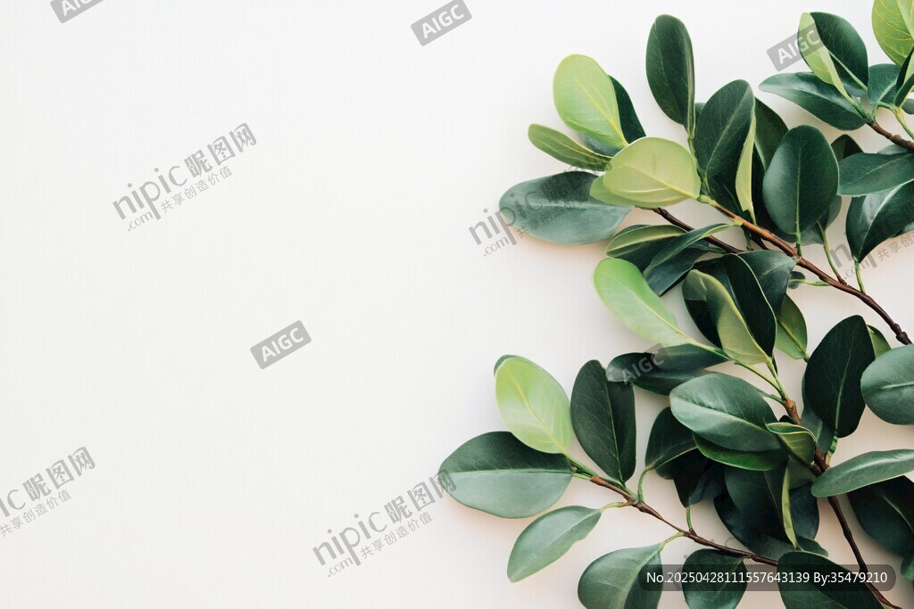 清新绿叶静物图