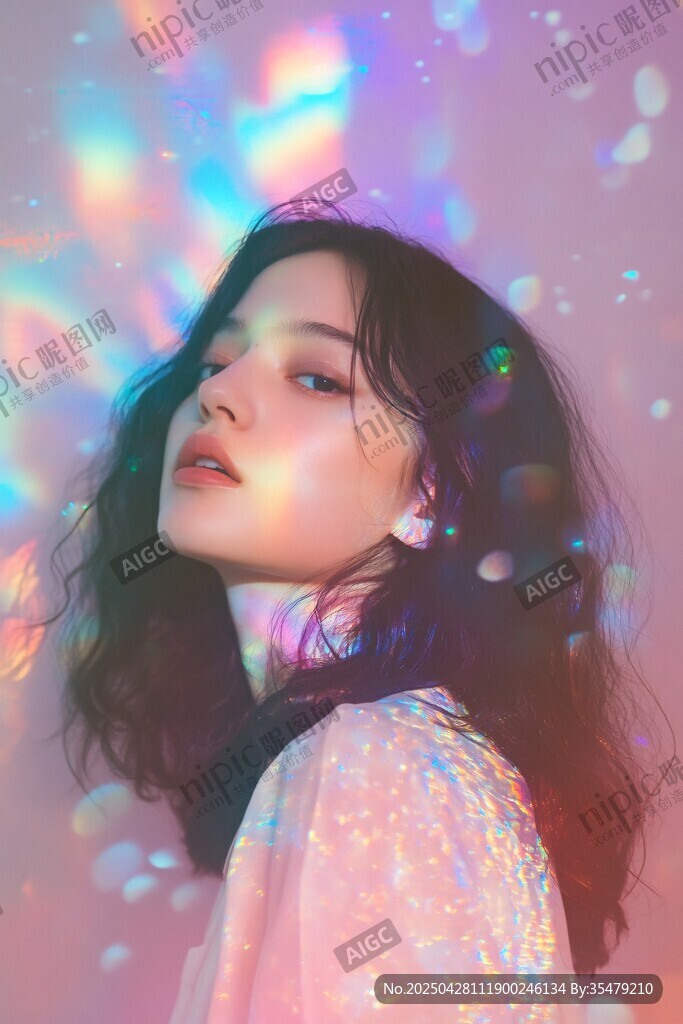 梦幻光影下的魅力女性