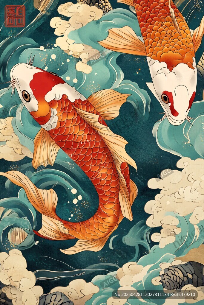 锦鲤戏水图