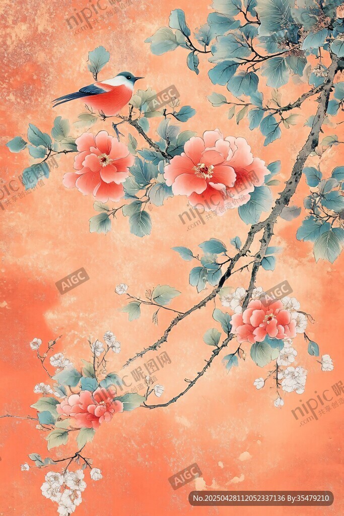 花鸟绘景 枝头春色