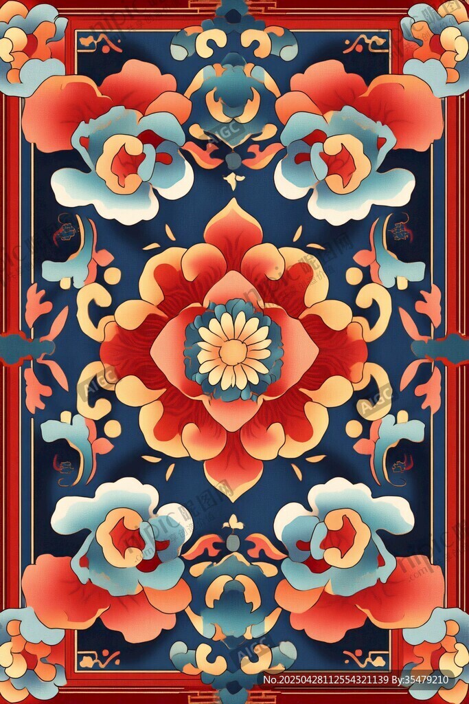 中式传统花卉纹样图案