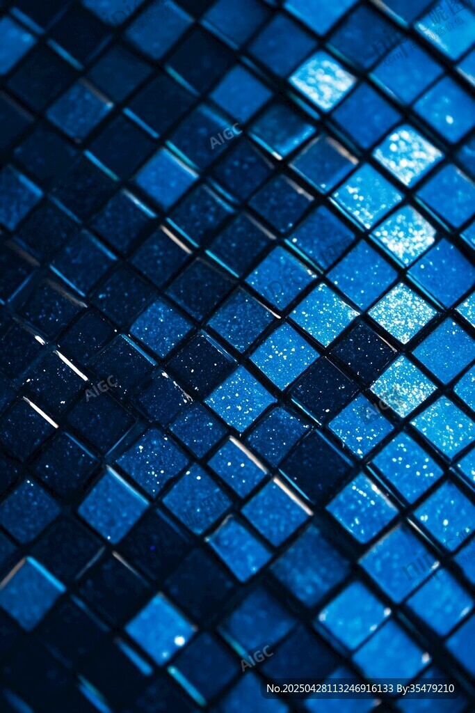 蓝色闪耀马赛克瓷砖纹理