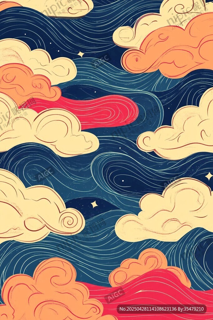 梦幻云海星空无缝背景图