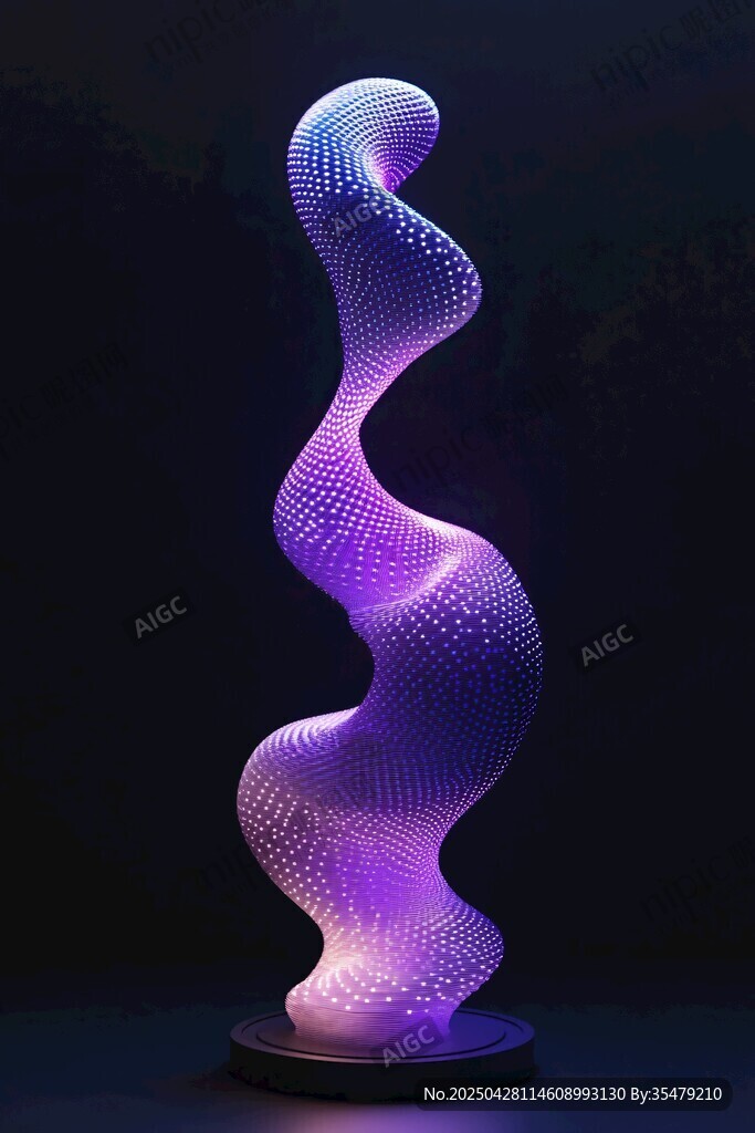 梦幻紫色螺旋发光艺术雕塑