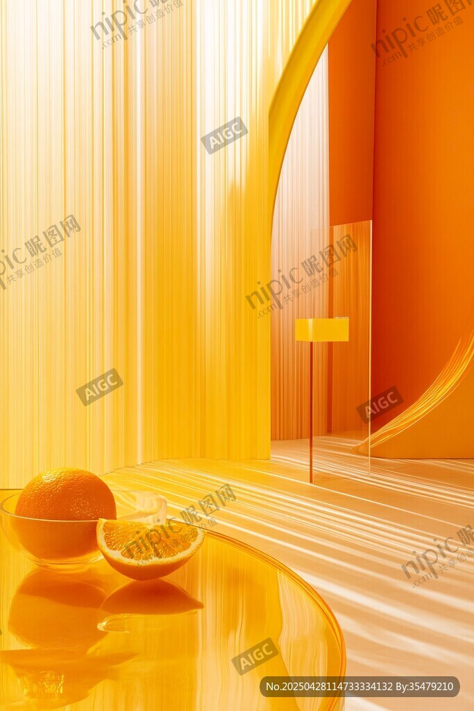 明亮橙调室内的清新景致